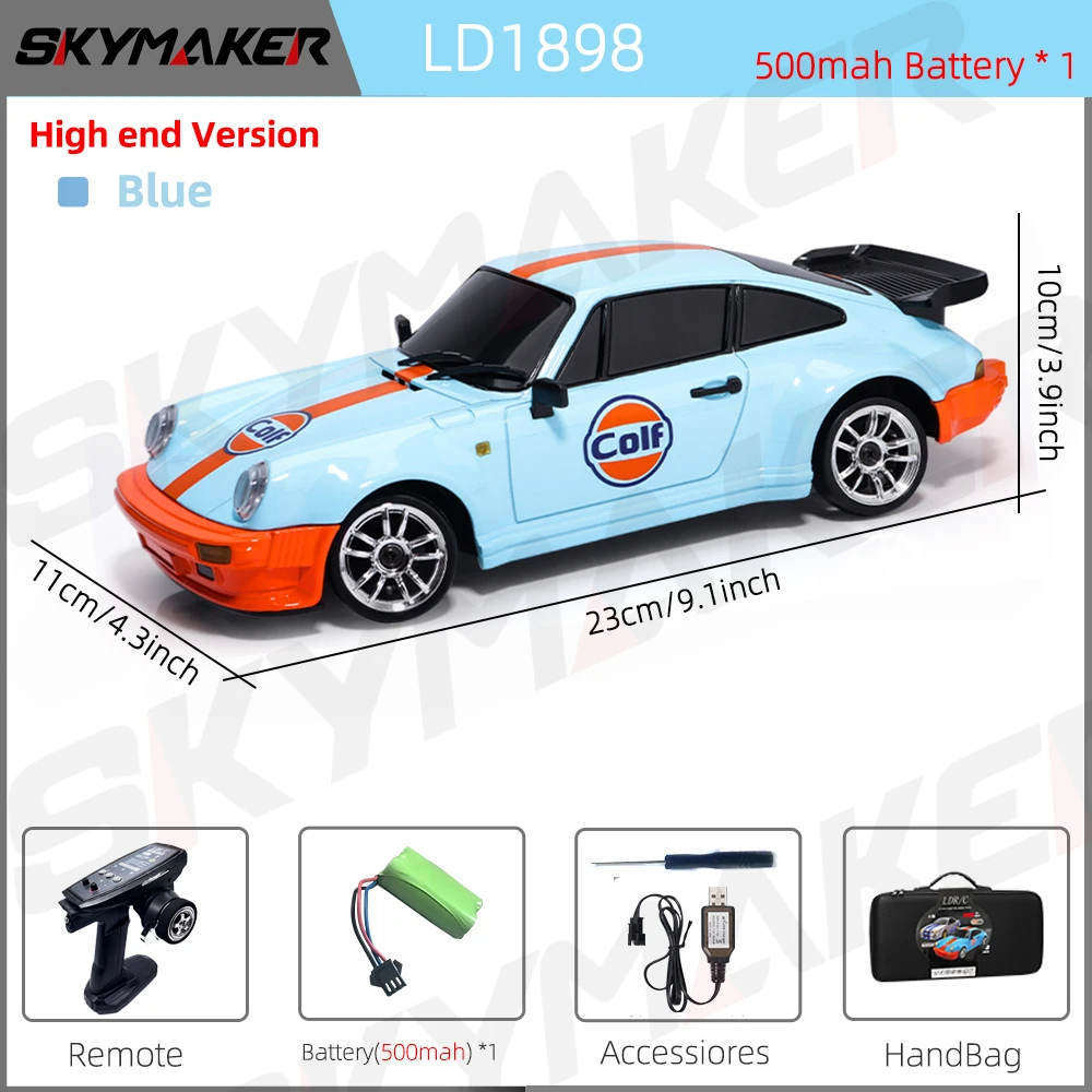 Skymaker LDRC 1/18 RC Drift Auto LD1898 911 Modus 2,4 GHz met Gyroscoop on-Road Legering Body Shell Racewagen voor Kinderen Geschenken - afbeelding 1