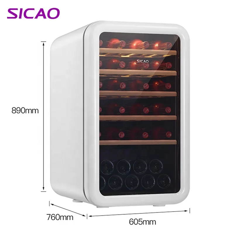 Retro Mini 49 Bottles Cellar Cooling Unit Sale Insulated Stand Refrigerator Glass Door Electrical Wine Cooler for Living Room