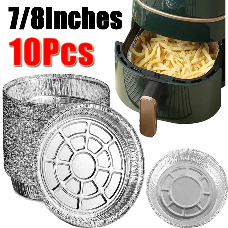 Food Grade Disposable Aluminum Foil Tin Paper Tray Bowl Special for Air Fryer Household Oven Baking Cooking Fittings
