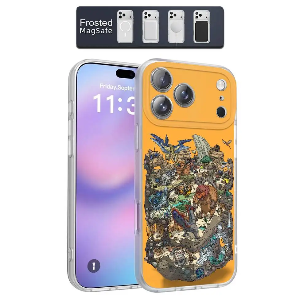M-Monster H-Hunter Wilds iPhoneケース iPhone 17,16,15,14,13,12,11,Pro,Max,Plus,E,Air,Mini対応 マグネット式Magsafe対応 フロストクリア