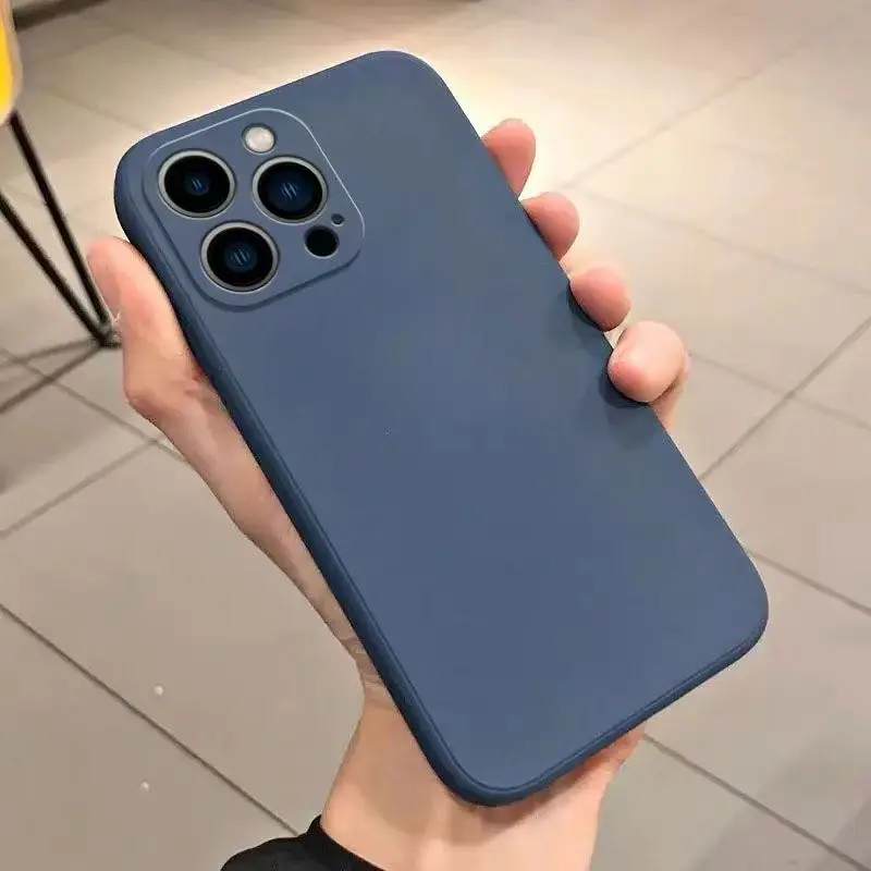 Flüssige Silikon-Handyhülle für iPhone 11 12 13 14 15 16 Pro Max 13 Mini 14 Plus 16e reine Farbe matte stoßfeste Rückseite – Detail 7