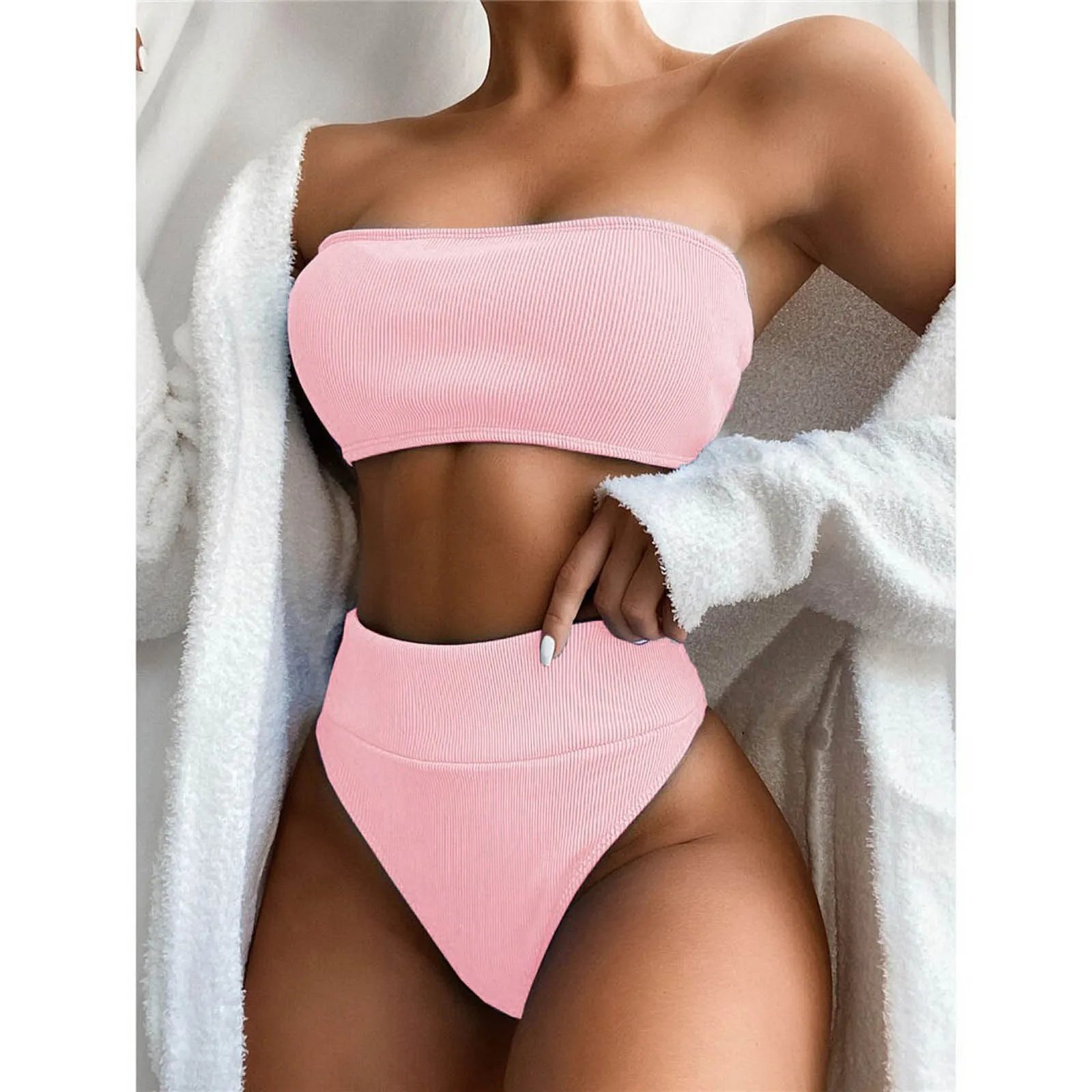 Bikini kobieta 2024 Trend Push Up Bandeau kostium kąpielowy zestaw bandaż brazylijskie Bikini strój kąpielowy Push Up stroje plażowe kobiety Maillot