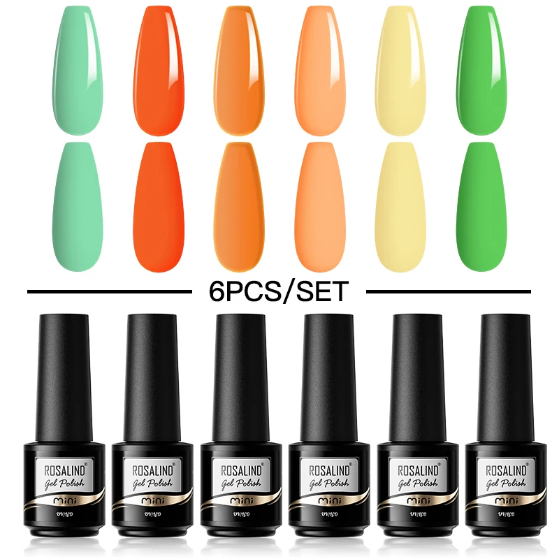 ROSALIND 6PCS Glitter Nail Gel Polish Set Hybrid Varnishes Semi Permanent Gel Varnish Hybrid Vernis Semi Permanent For Nails Art