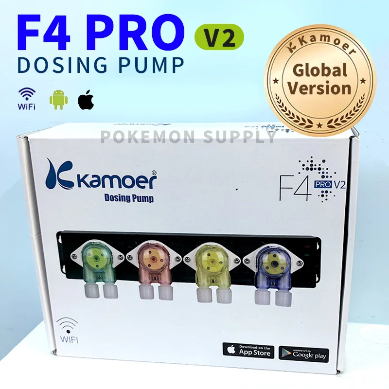 Kamoer F4 PRO V2 WiFi Bluetooth Dosing Pump, Auto Precision Doser for Marine Reef Aquarium, Remote Control Liquid Dosing Device