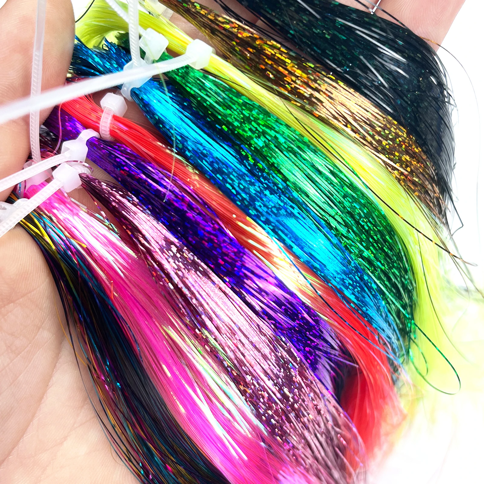 24 Bundles Fishing Crystal Flash Wires 35cm Shining DIY Flies Material Fishing Bait Skirts Spinners Flashabou Tinsel Accessories