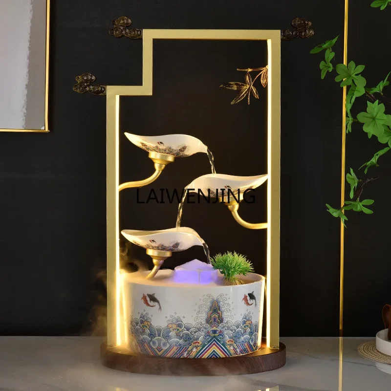 MJY flowing water ornament, circulating water to attract wealth, TV cabinet side entrance decoration, advanced sense