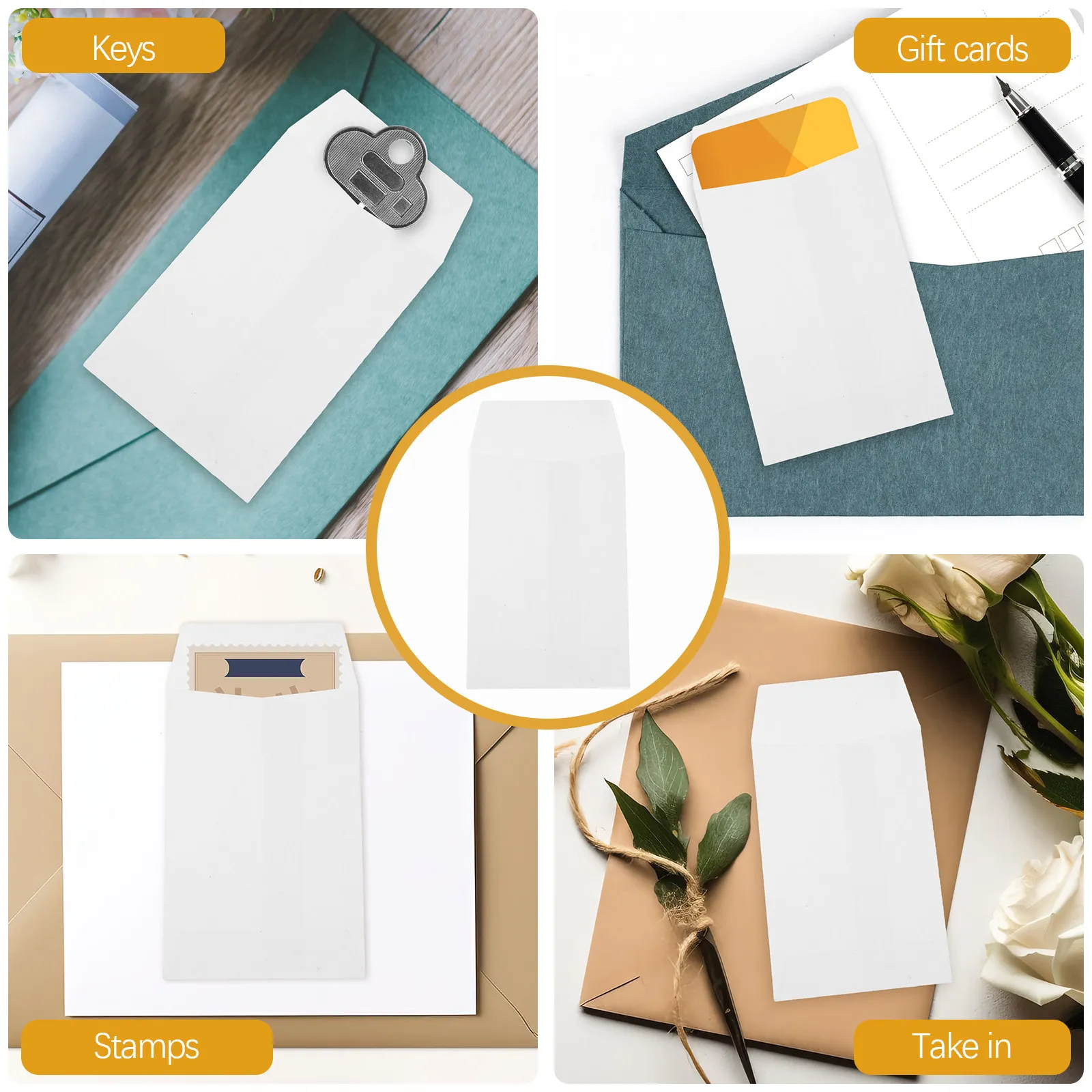 100Pcs Blank Money Envelopes for Cash Gifts Saving Challenge 10000 Savings Envelope Set Organize Stamps Keys Gift Envelopes