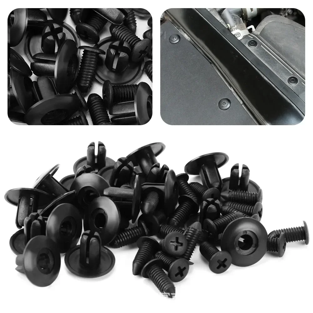 30pcs 8mm Plastic Rivets Fasteners Screw Car Bumper Fender Black Rivet Car Fastener Clips for Toyota Focus Kia Nissan Yamaha