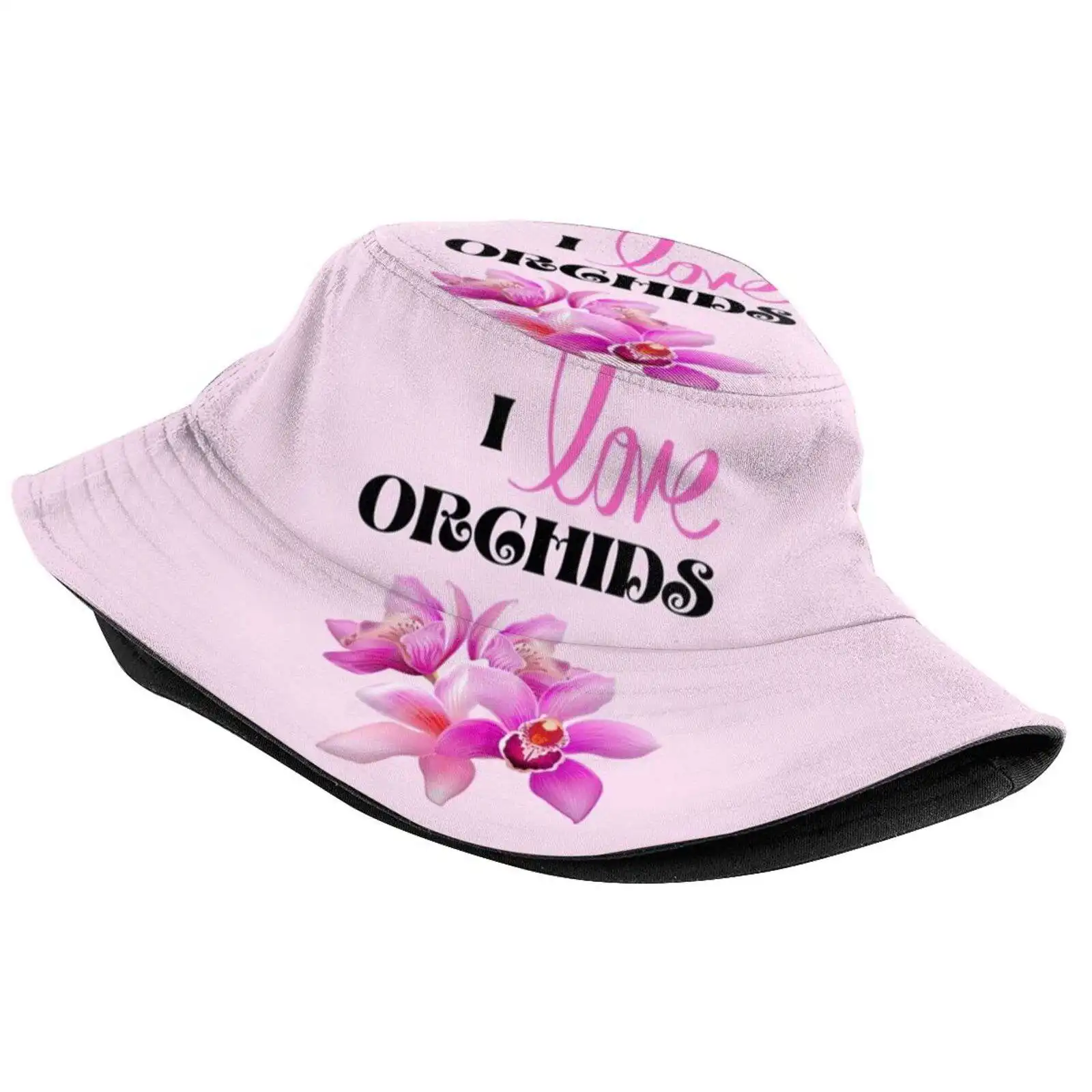 I Love Orchids Unisex Fisherman Hats Cap Crazy Orchid Lady Orchid Lover Orchid Flower Funny Design Creative Colorful Flowers