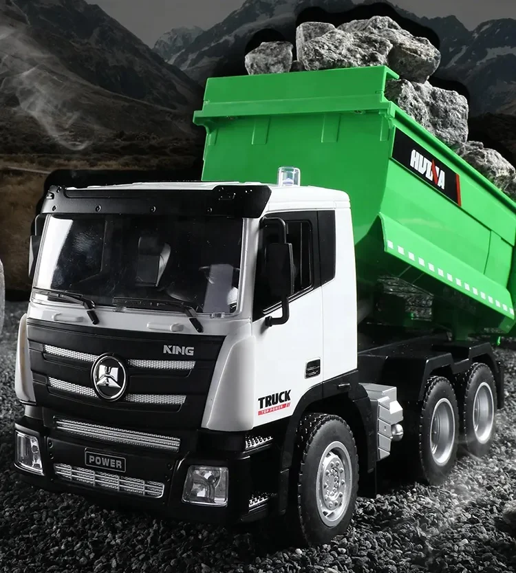 Huina 1556 1:18 Scale 2.4G 9CH Demo Diecast Engineering Dump Tipper Alloy Metal R/C Toy Car RC Dumper Radio Control Lorry Truck