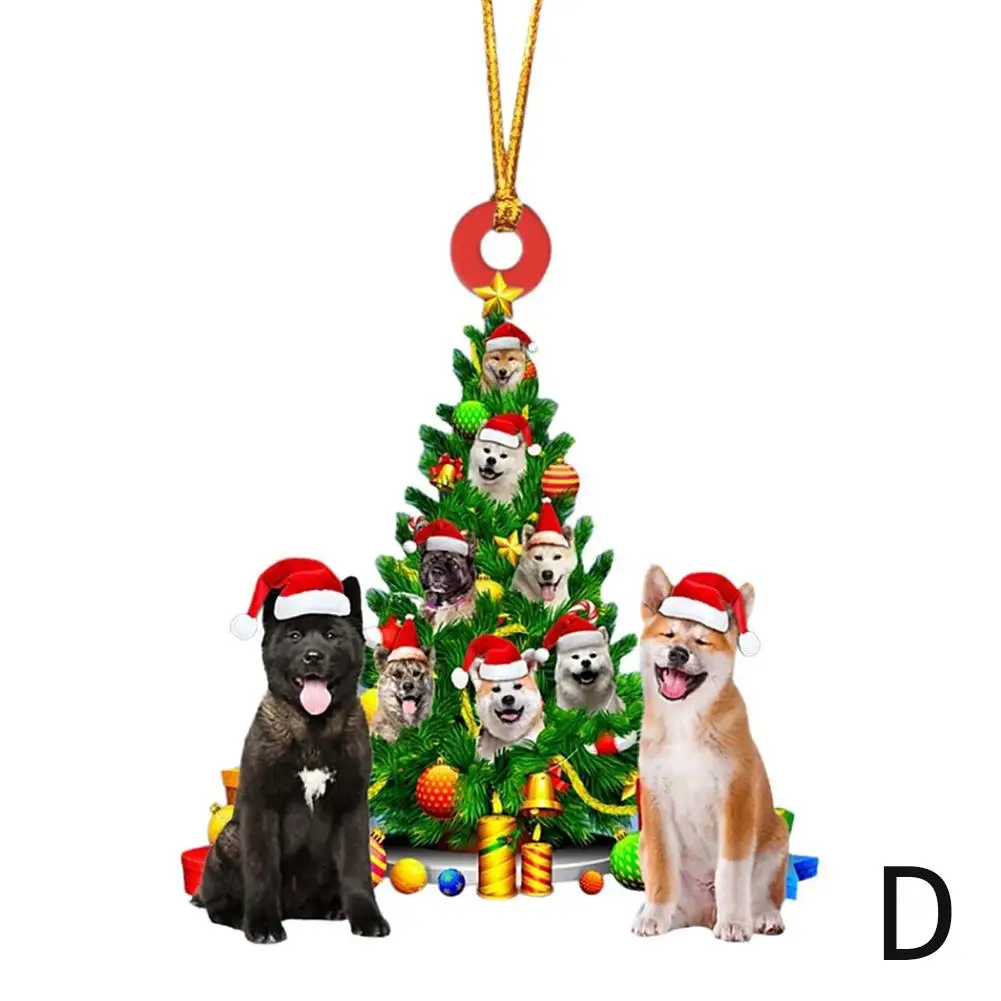 2024 nuevo 2d acrílico plano mascota perro Navidad colgante decoración para coche decoración del hogar árbol de Navidad ornamento Navidad Gif E1f8