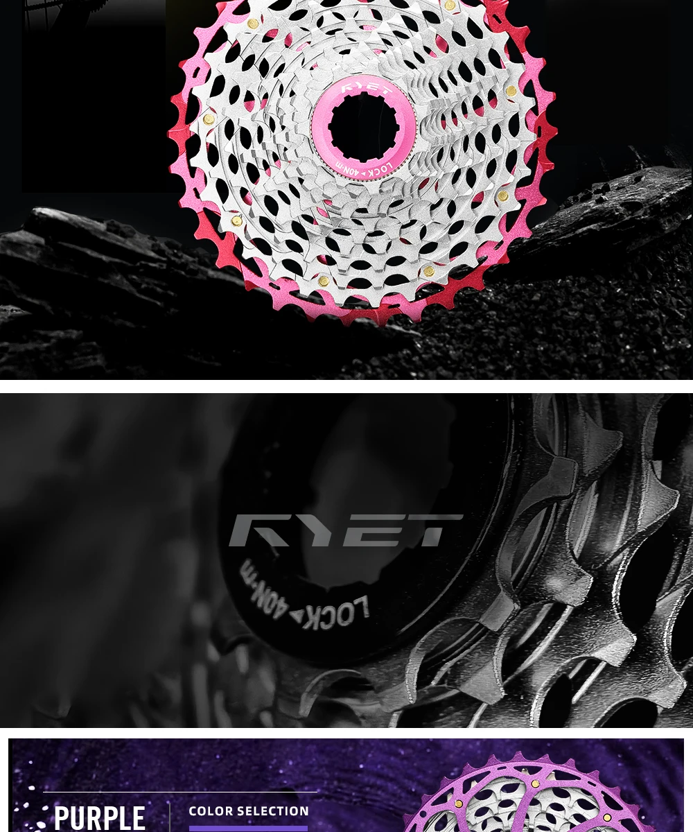 RYET Ultraleichte 230g 11-34T 12S CNC Alu/Stahl Kassette HG für Shimano Rennrad Gravel K7 Eloxierte Farbe 12-Gang Fahrradfreilauf – Detail 10