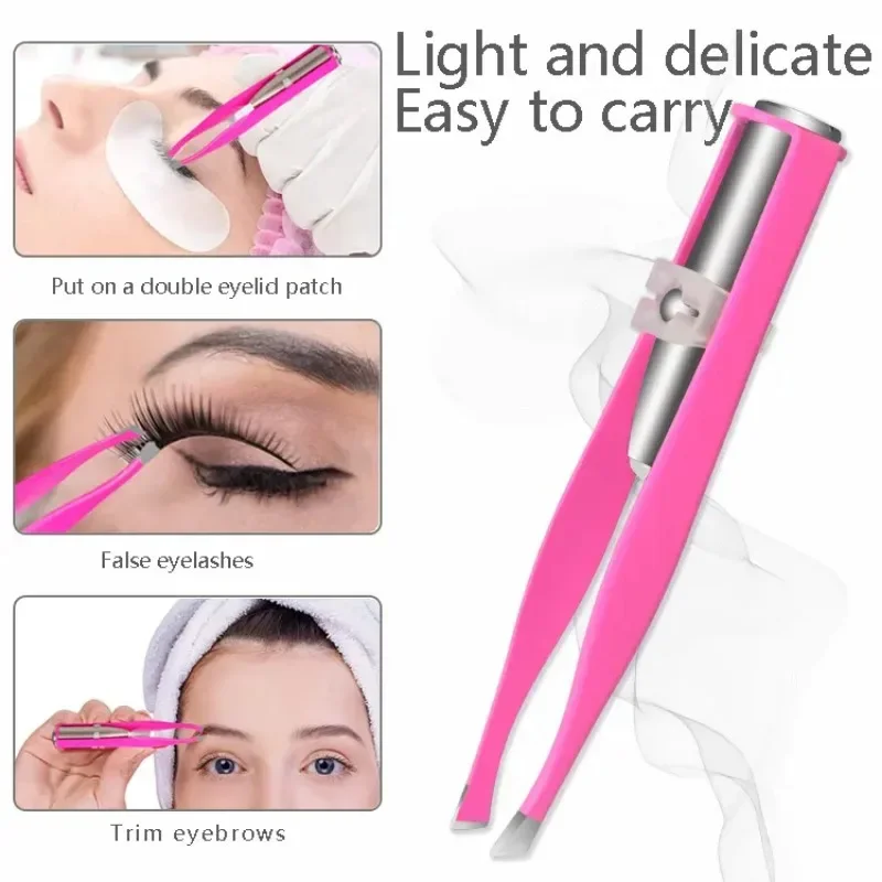 1pcs Portable Stainless Steel Smart Design LED Eyebrow Tweezers Eyelash Eyebrow Eyes Hair Remover Tools Beauty Instrument