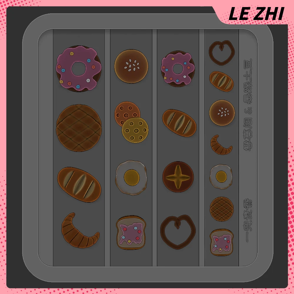 

1Pcs Kawaii Dessert Bread Series Silicone Nail Art Mold Decoration Doughnut Croissant Fried Eggs Biscuit Nails Template Mold