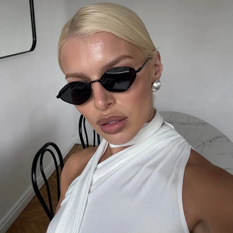 Schutzbrille, 3 Stück, modische Sonnenbrille mit Metall-Polygon-Rahmen, personalisierte schwarze Gläser, UV-Schutz-Brille