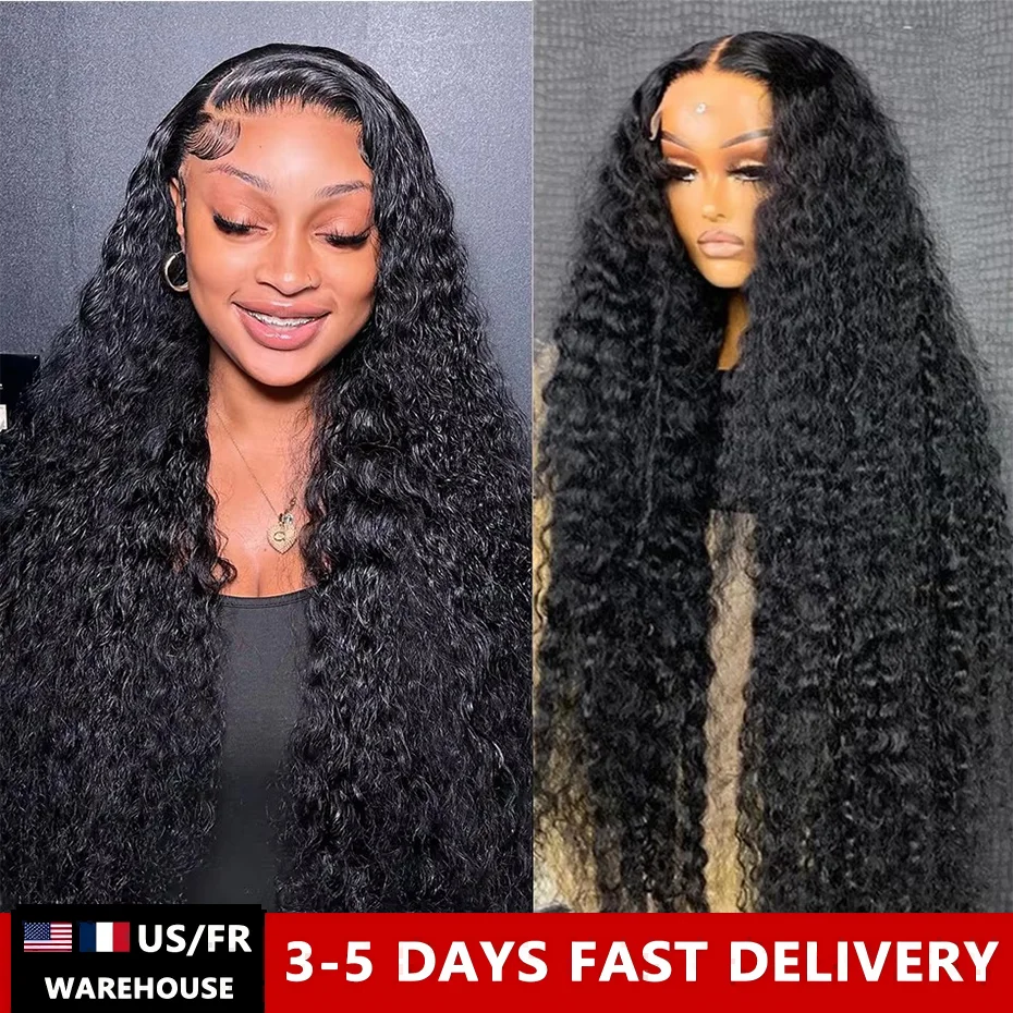 HD Transparent Deep Wave Frontal Wig 13x4/13x6 Curly Lace Front Human Hair Wigs For Women Wet And Wavy Water 4x4 Closure Wig