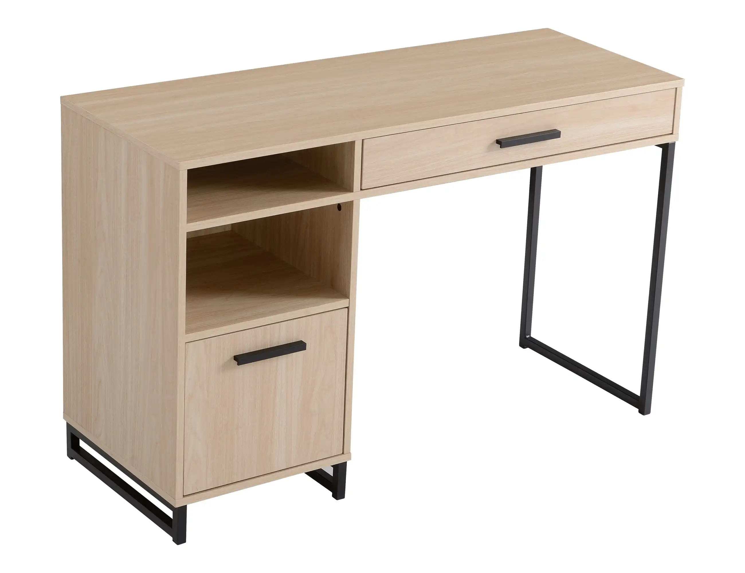 Wood & Metal Writing Desk with 1 Drawer and 1 Door for Teen Adult,29.92 in, Natural/Espresso/Canyon Walnut/White Finish.