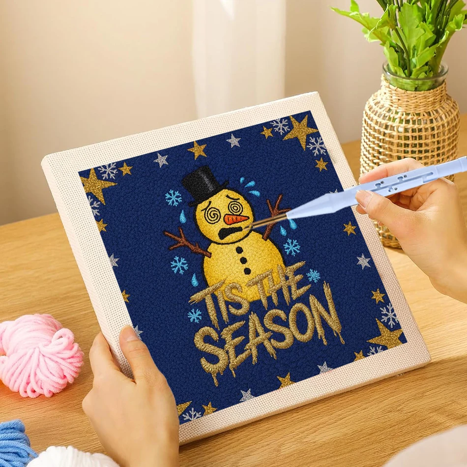 Embroidery Xmas Designs - 25x25cm DIY Punch Needle Embroidery Kit