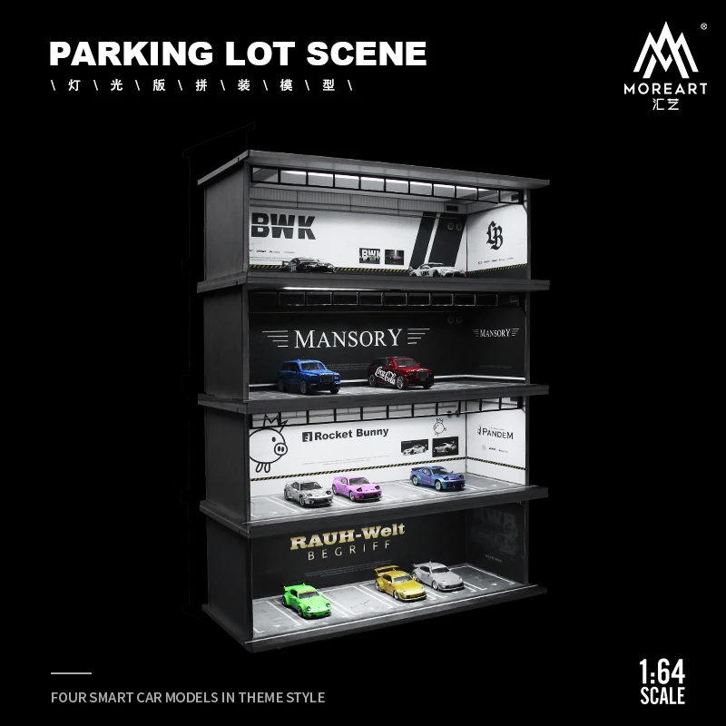 TimeMicro&MoreArt 1:64 Car brand & famous painting a number of car models parking lot model assembly scene