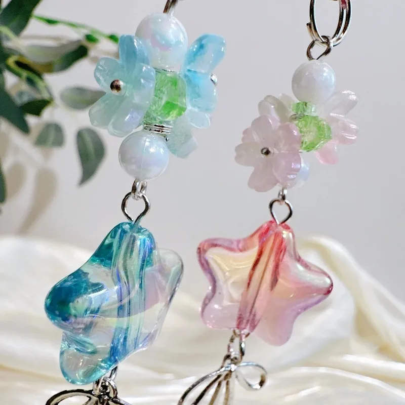 جديد الإبداعية زهر الكرز زهرة الهاتف المحمول الحبل الأشرطة بريق ستار مفتاح سلسلة أحزمة هاتف ل CCD هاتف ذكي فتاة هدية