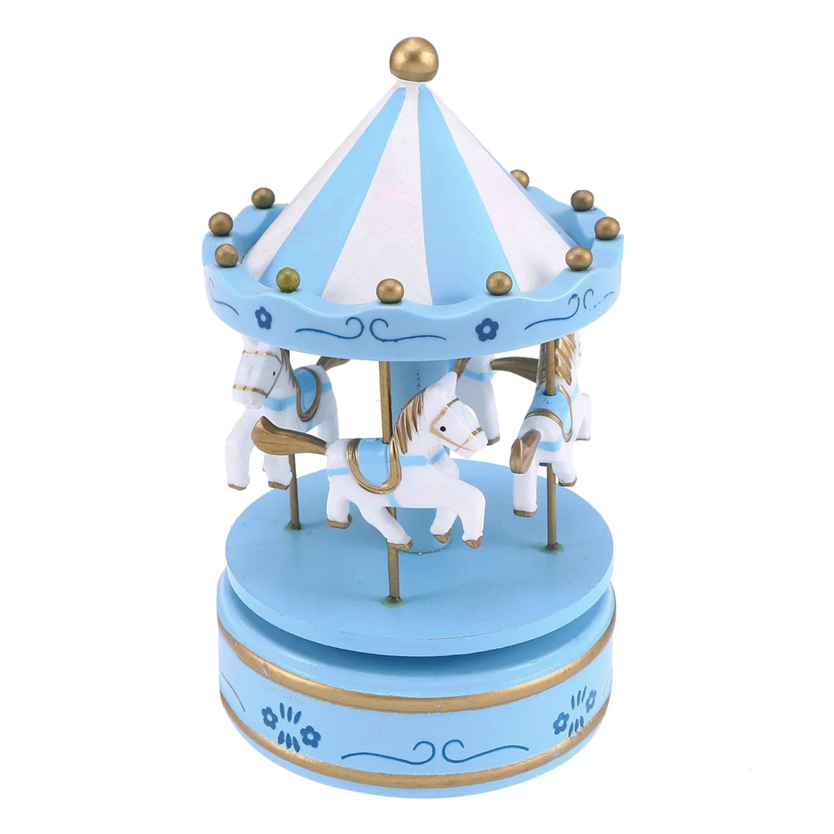 

Carousel Music Box Miniature Blue Wooden Ornaments Kids Christmas Decorations Rotating Horse Gifts Home Accessories Musical Toys