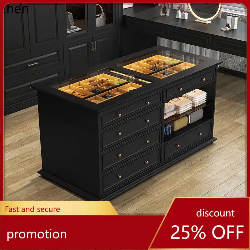 

YFY Cloakroom Center Island Double-Sided Chest of Drawers Storage Jewelry Display Cabinet