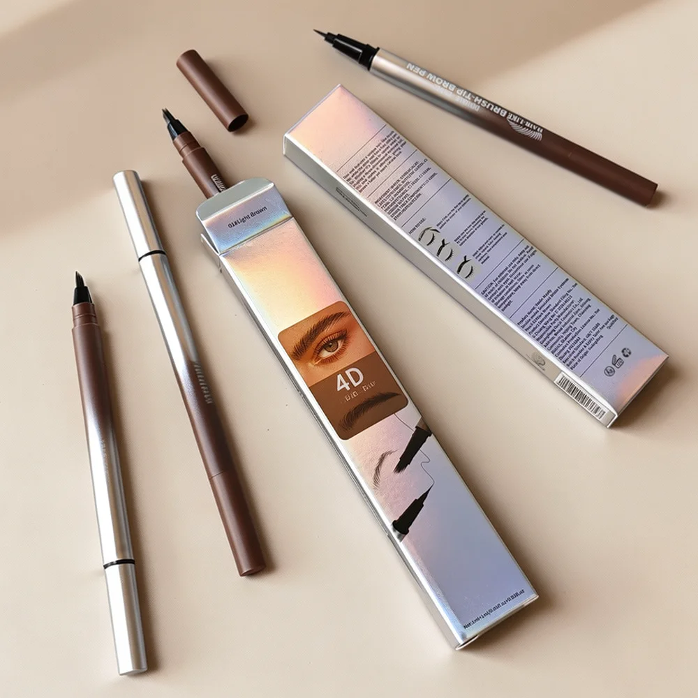Long Lasting Brow Pen Waterproof Four Prong Tip Eyebrow Makeup Pencil Natural Finish Smudge Proof Cosmetic Beauty Tool