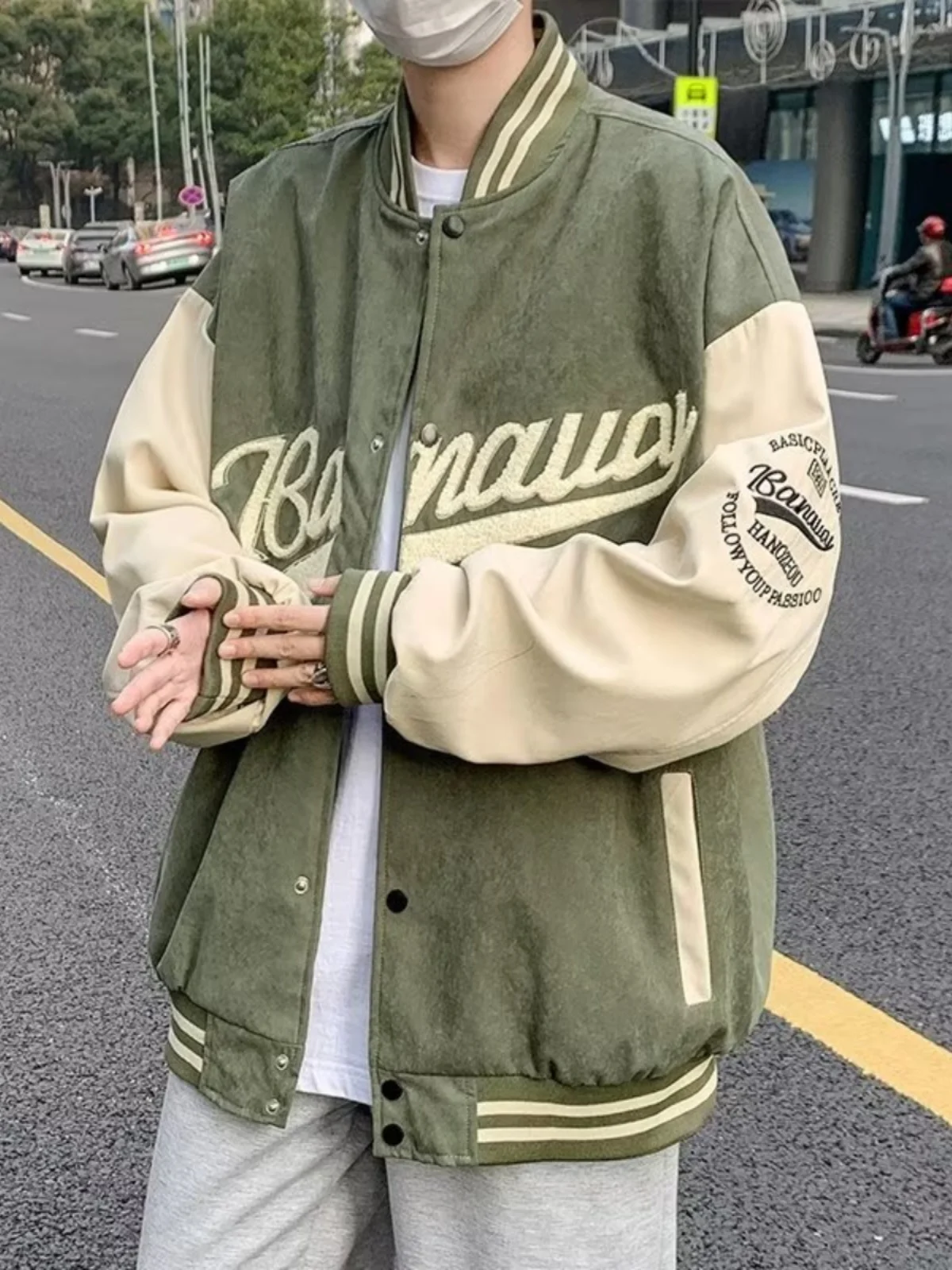 

American Sle Baseball Jaet for Men Retro Versatile Spring Autumn New Ins Trendy Brand Casual Outerwear Faionable Ciscape