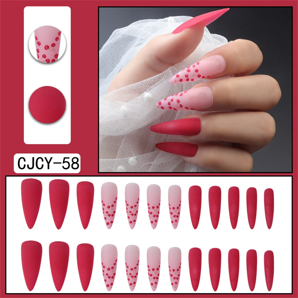 1~4SETS False Nails Manicure /box Nail Art With Design Nail Tools Long Ballet Fake Nails Frost Matte Fake Nail Long