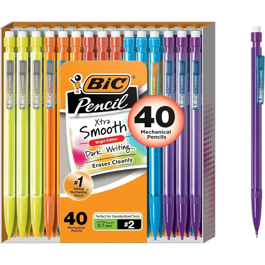 أقلام رصاص ميكانيكية مقاس 0.7 مم، 40 عبوة قابلة للسحب للاستخدام في المدرسة والمكتب والصياغة