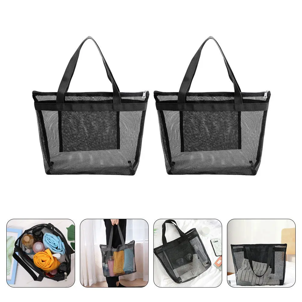 

Набор из 2-х больших пляжных сумок-тоут из сетки с перфорацией, легкие дорожные сумки для бассейна для женщин, многофункциональные сетчатые сумки