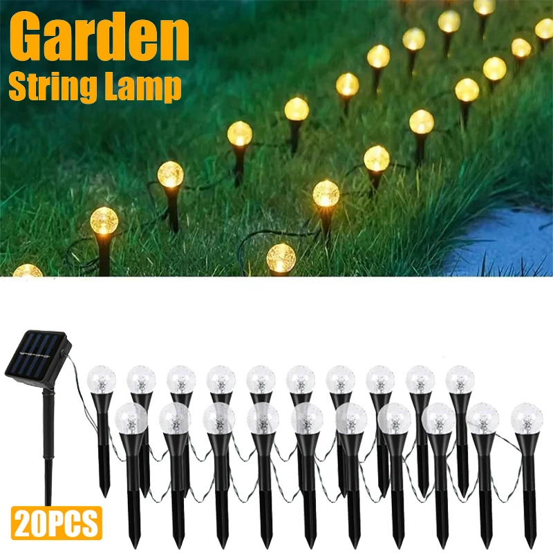 

20LEDs Solar Bubble Ball Lawn Lights Outdoor Garden Pilot Light String for Patio Camping Birthday Lawn Decor Decoration Lighting
