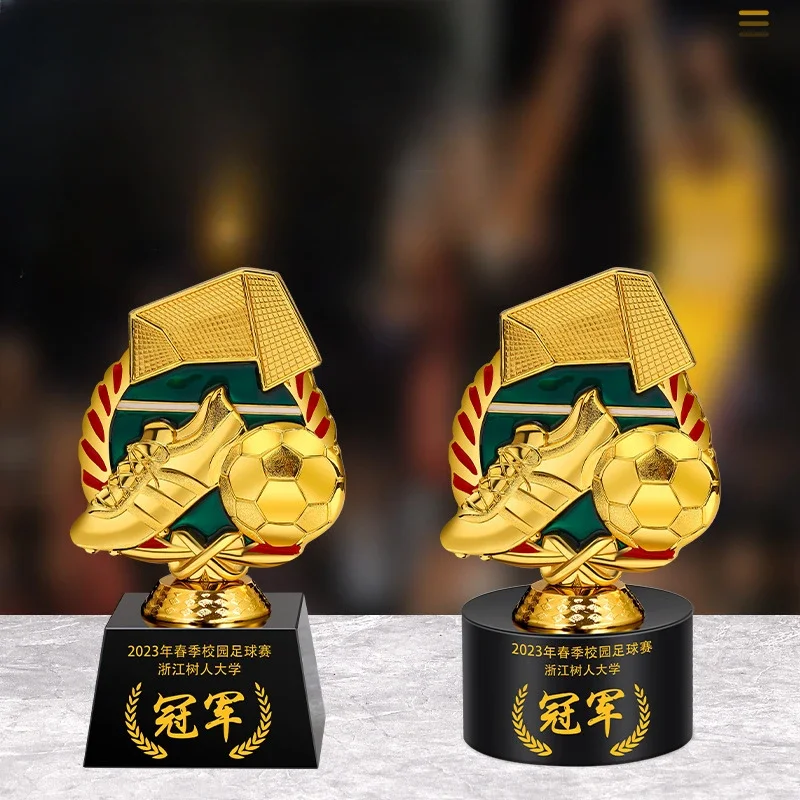 Customized Sports Ball Series Metal Trophy, Souvenir Crafts Awards, Home Decoration, Creative Crystal Bottom Small Trophies, 1Pc