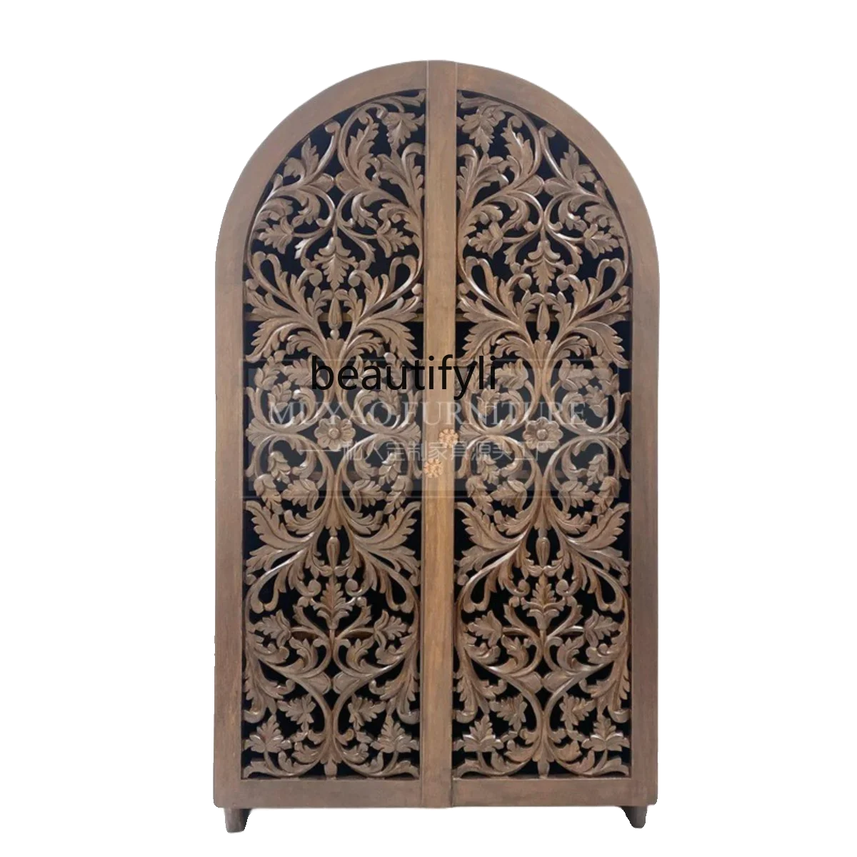 

French retro hollow carved solid wood wardrobe, entrance entrance decorative cabinet South East Asia bed and breakfast furniture