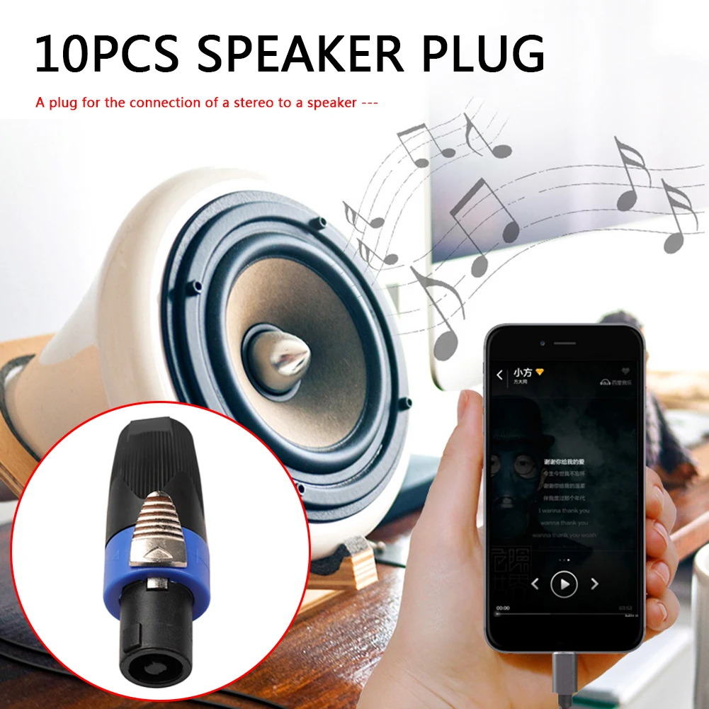 2/10x 4 Pole Audio Speaker Connectors Plugs Twist Lock Rechargeable Portable Speaker Wireless for Neutrik Speakon NL4FC