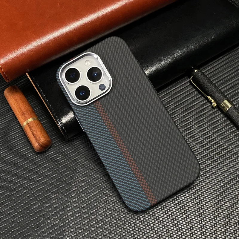 

Ultrathin Carbon Fiber Texture MagSafe Phone Case for iPhone 16 16pro 15 Pro Max 14 13 12 Wireless Charging Matte Hard PC Cover