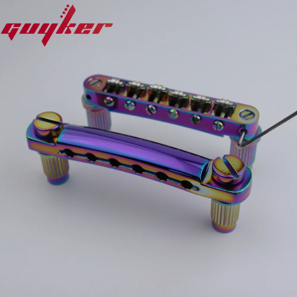 Guitar Stop Bar Tailpiece with Anchors +Tune O Matic Roller Saddle Guitar Bridge Studs Chameleon Rainbow for LP SG Guitars