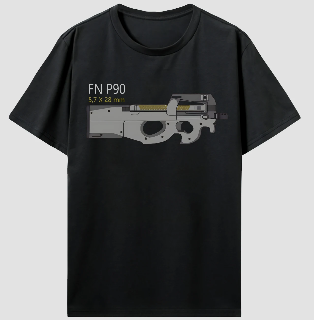 Camiseta de pistola LE FN P90, arma de defensa Personal MP 5,7x28mm, máquinas Camiseta Unisex de manga corta de algodón, Verano