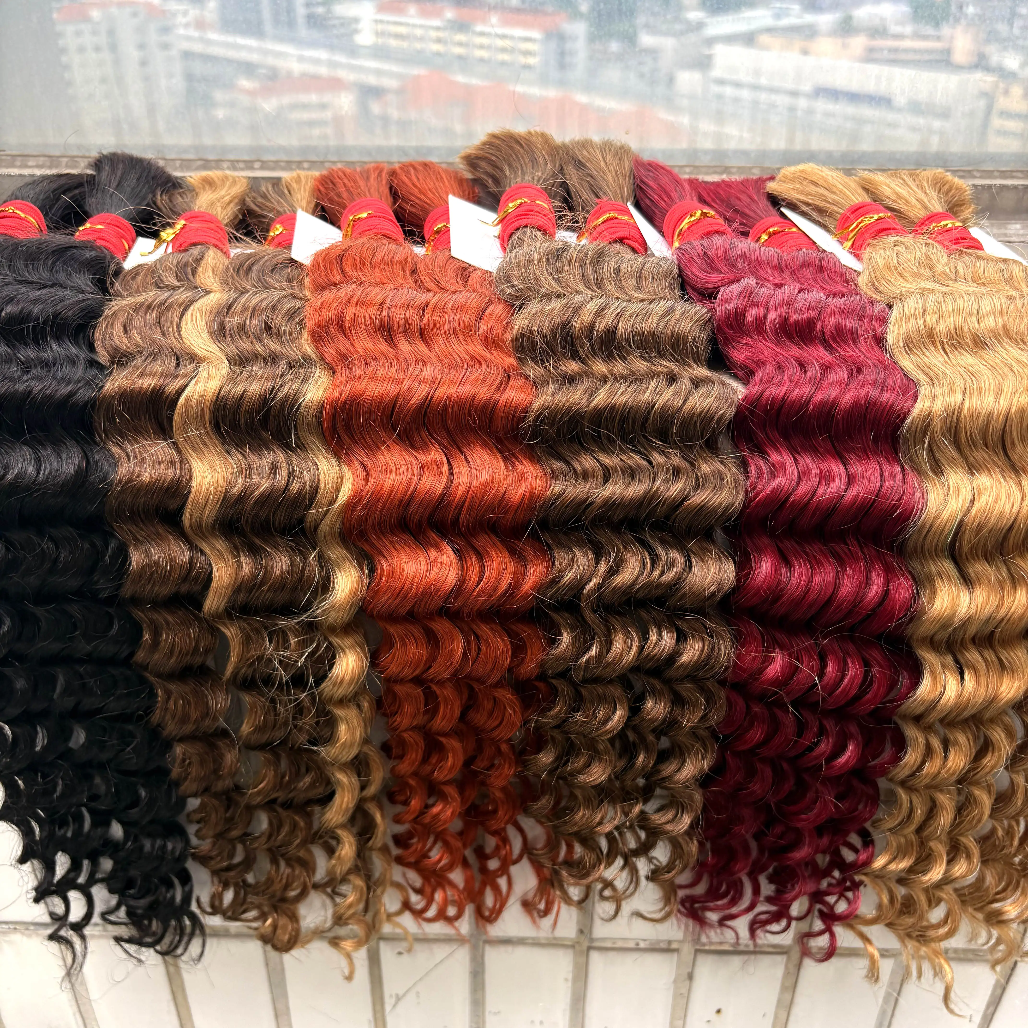 22 24 Zoll tief gewelltes Echthaar für Boho-Zöpfe, kein Schuss, gefärbt, 100 % 12A Echthaar, lockige Bulk-Extensions zum Flechten – Detail 5