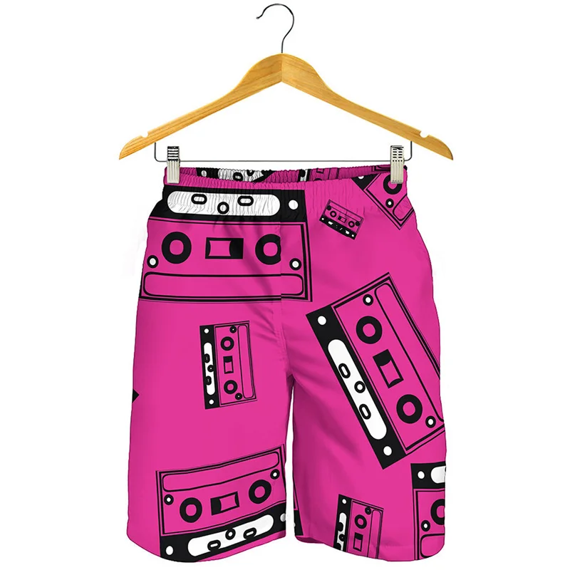 Colorful Music Tape Graphic Short Pants Men 3D Printed Beach Shorts Quick Dry Swimming Trunks Summer Y2k Surf Board Shorts