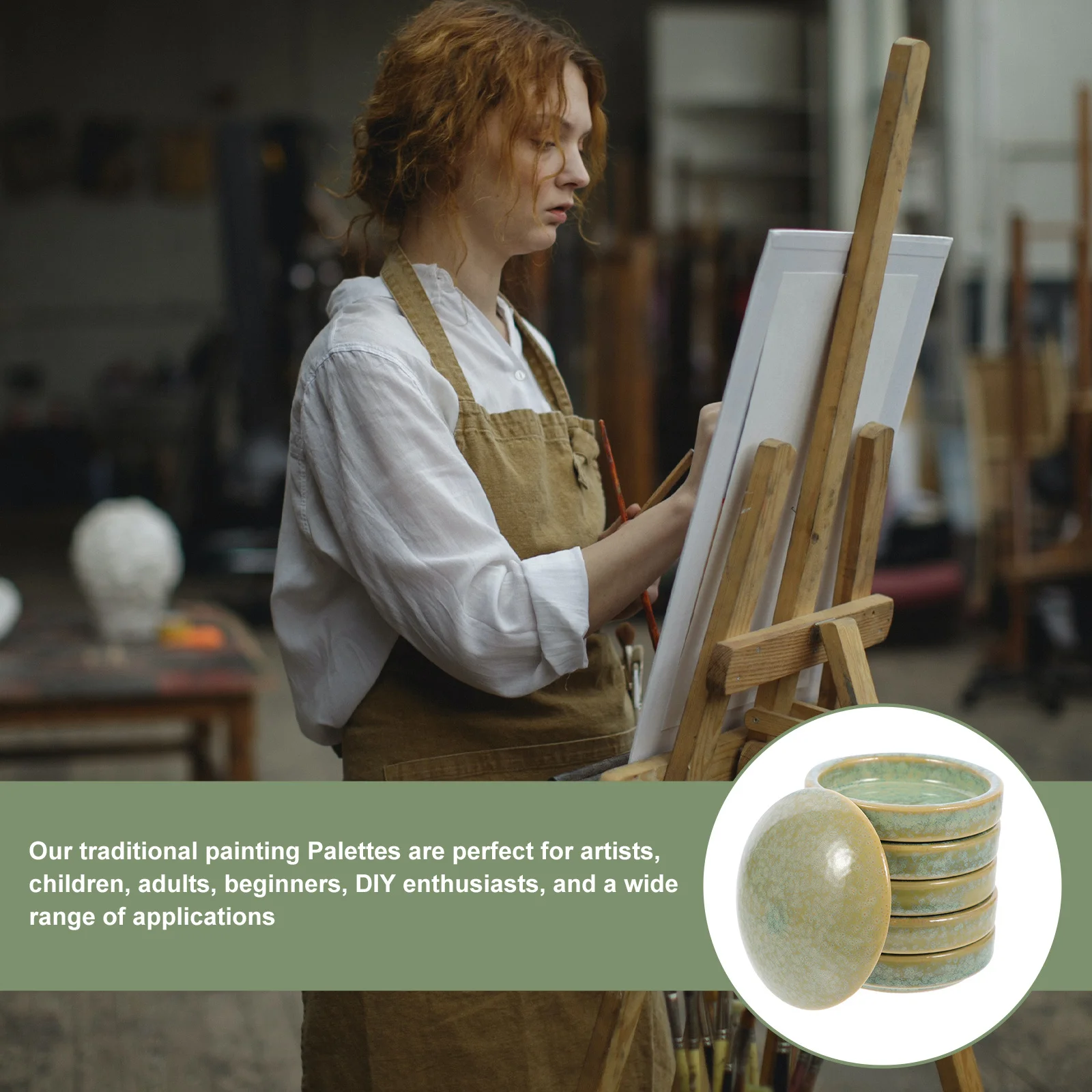 

1Set Ceramic Color Palettes 5-Layer Stackable Design Efficient Pigment Trays for Painting Ink Mixing Portable Art Supply