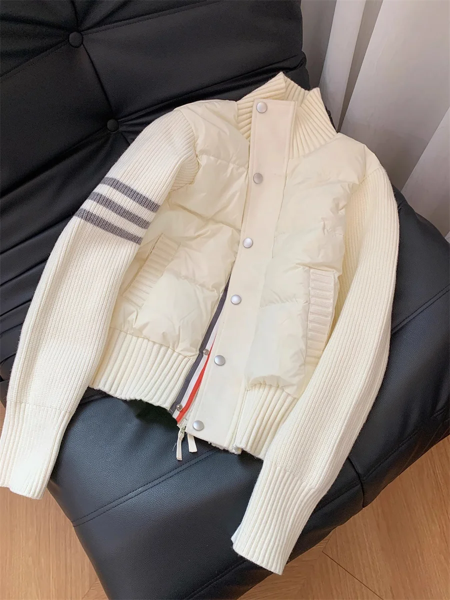 

Ele Knitted Splice Lightweight Cotton Jaet Men's 2024 Autumn Winter Faionable Versatile Cotton Coat Commute Sle Pur...
