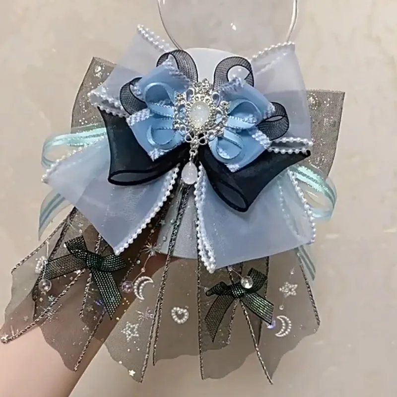 

Женские галстуки-бабочки, роскошные стразы, рубашка для косплея, воротник с цветами, брошь, заколки для головы, аксессуары в стиле Лолиты, концертные легкие банты