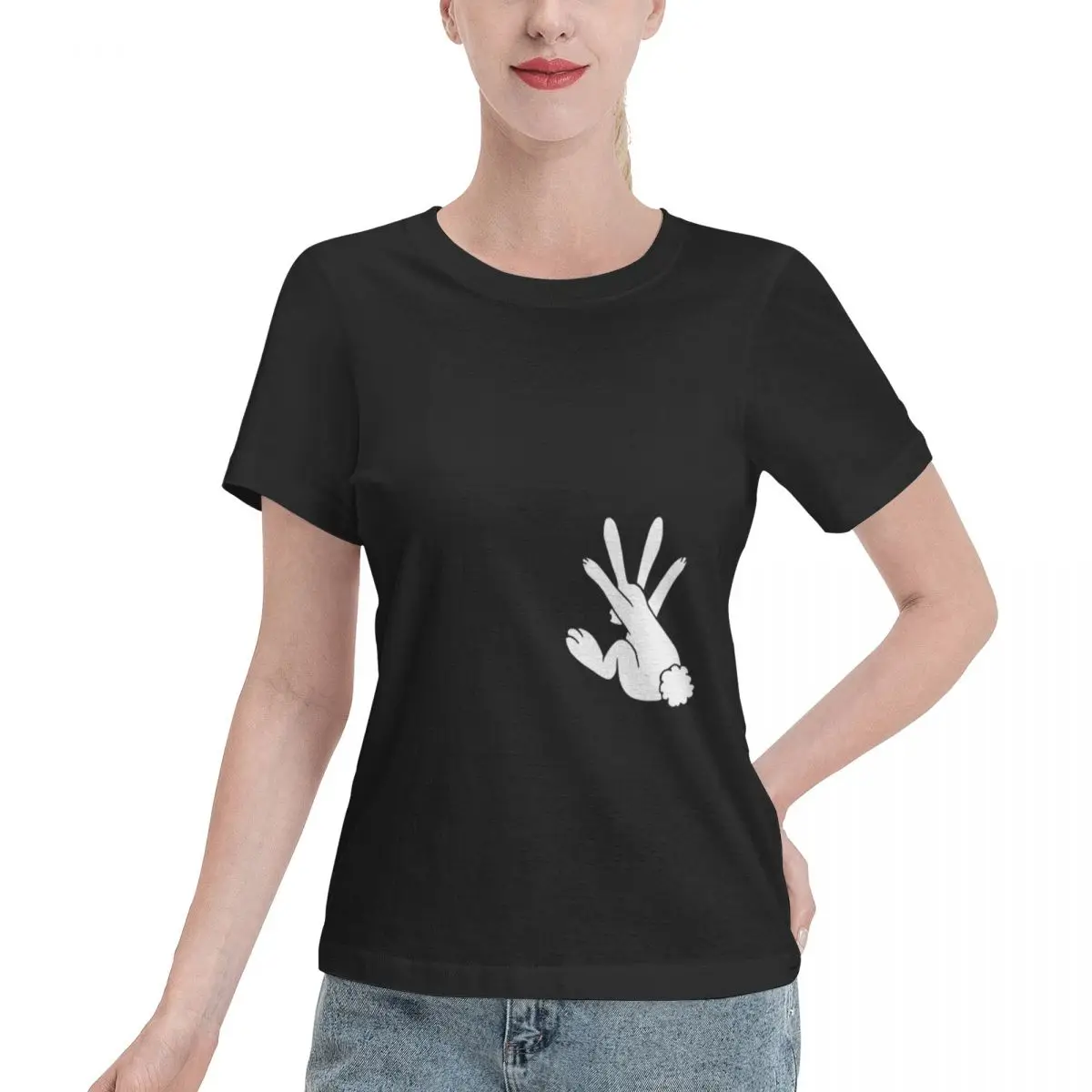 Discount Rabbit Hand Shadow Women's T-shirt Travel Blank T Shirt