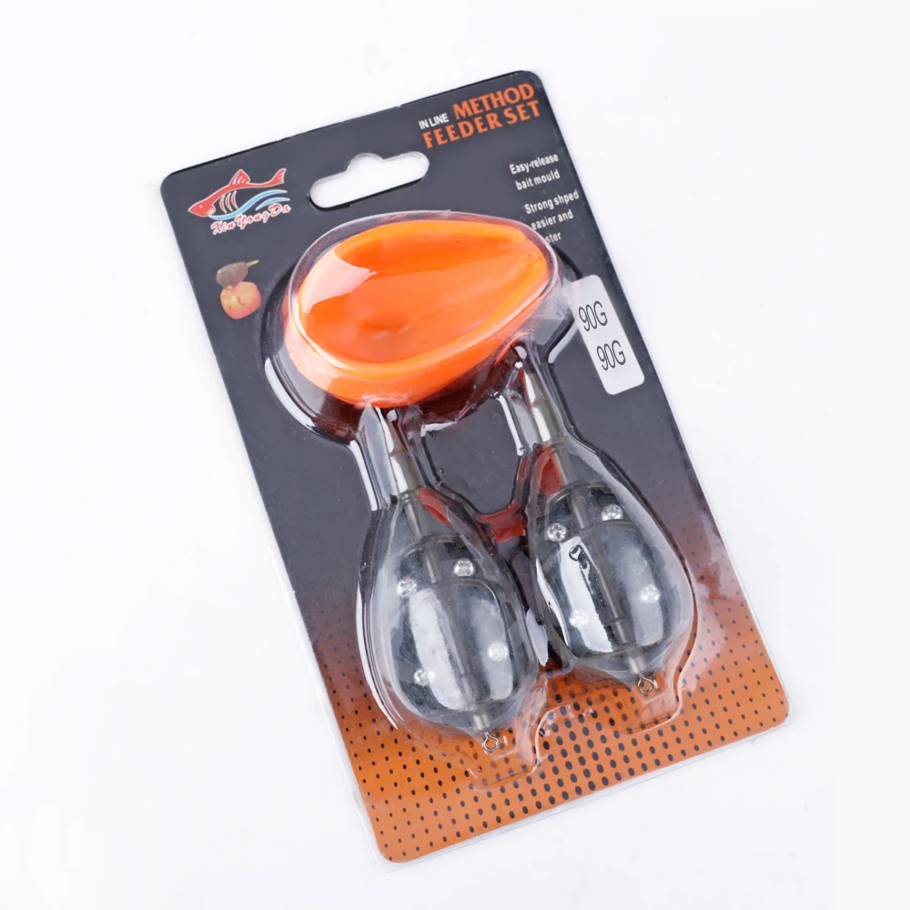 FTK 2 Feeders/Set Inline Method Feeder Mould Bait 30g-100g Thrower Bait Plumb Set  Carp Fishing Feeder Bait Holder Tool