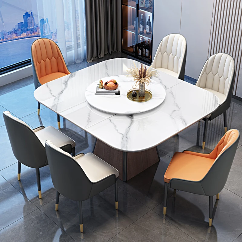 Nordic Luxury Dining Table Extendable Designer Extendable Salon Dining Table Round Italian Design Mesa Comedor Home Furniture