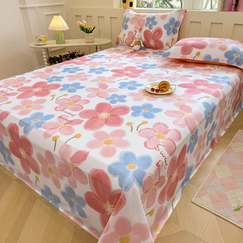 

2025 New Fresh and Light Printed Pure Cotton Single Bed Sheet Skin-friendly and Breathable Mattress Cover