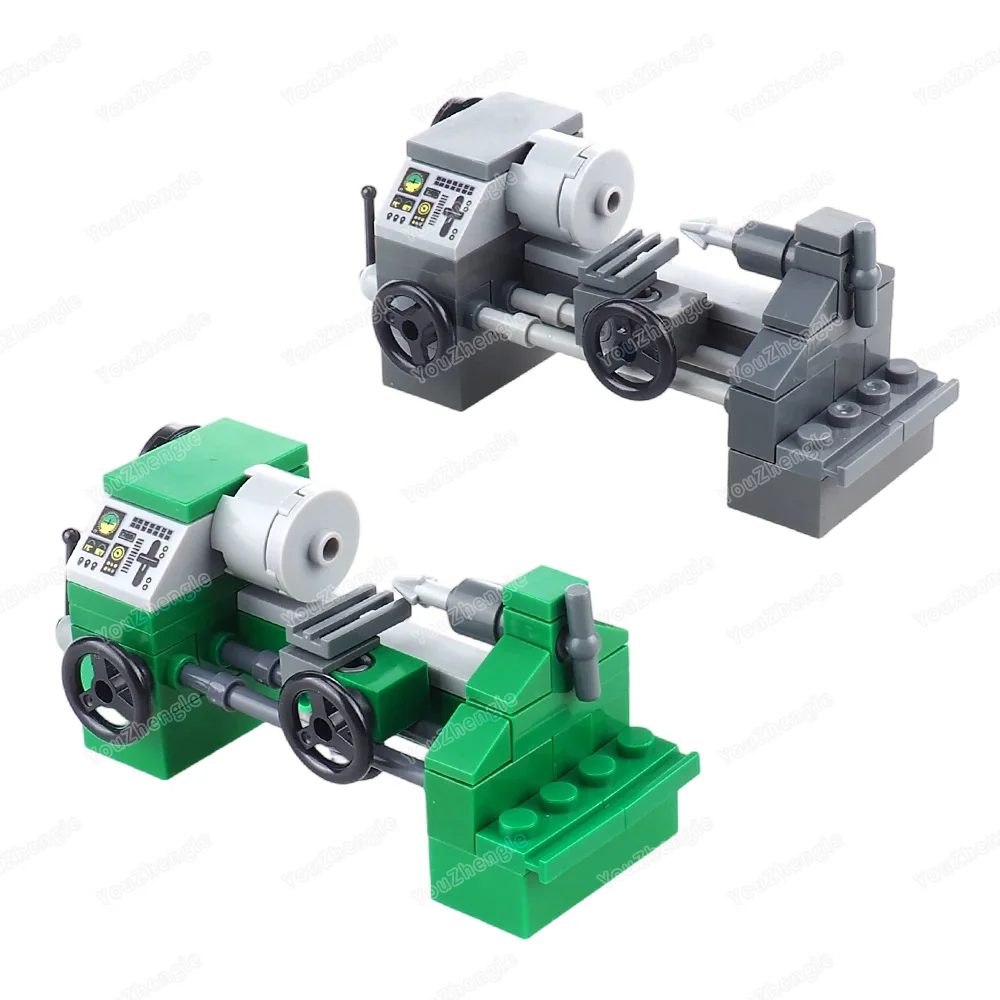 Torno en miniatura, bloques de construcción, figuras MOC, maquinaria de procesamiento, modelo artesanal, equipo de producción, conjunto de herramientas, escena, regalo, juguete DIY para niño