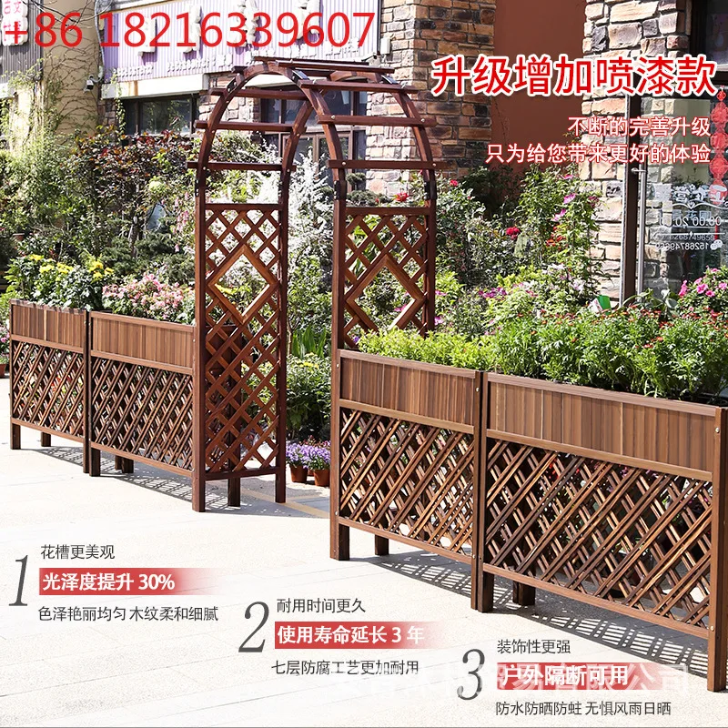 

Antiseptic wood arch outdoor flower stand courtyard climbing vine flower box fence partition flower stand