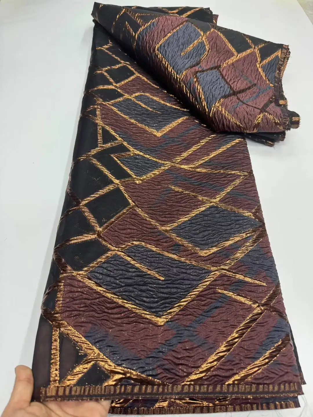 2025 Luxury High Quality Nigerian Jacquard Lace African Organza Brocade Lace Fabric 5 Yards French Tulle Party Gown Dress Sew-CW